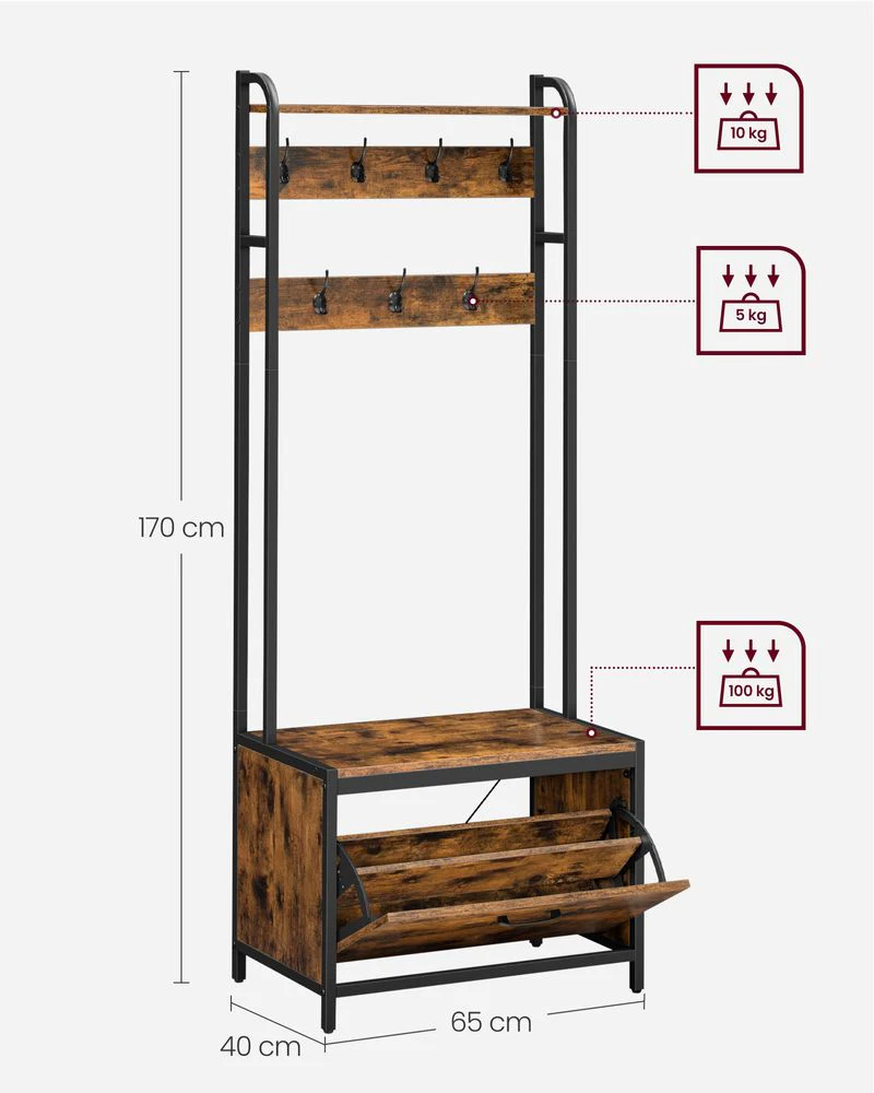 Multifunctionele halgarderobe met schoenenkast - Kapstok - Image 7