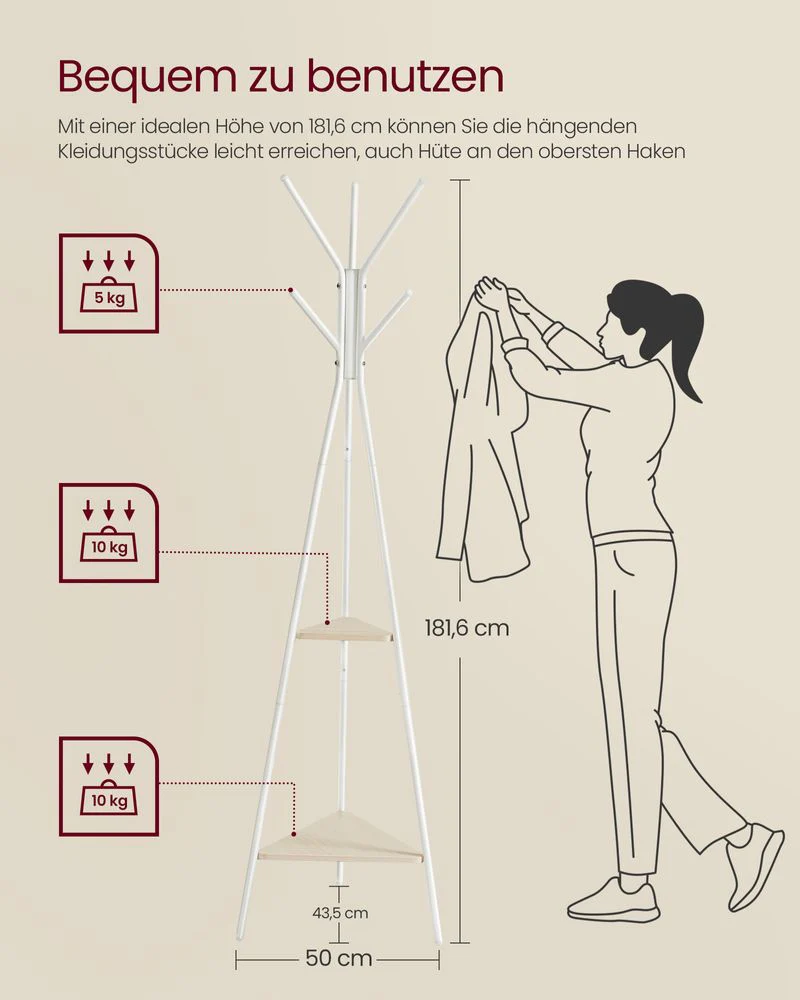 Garderobestandaard met Houten Legplanken – Minimalistisch Design – Stabiel & Ruimtebesparend - Image 5
