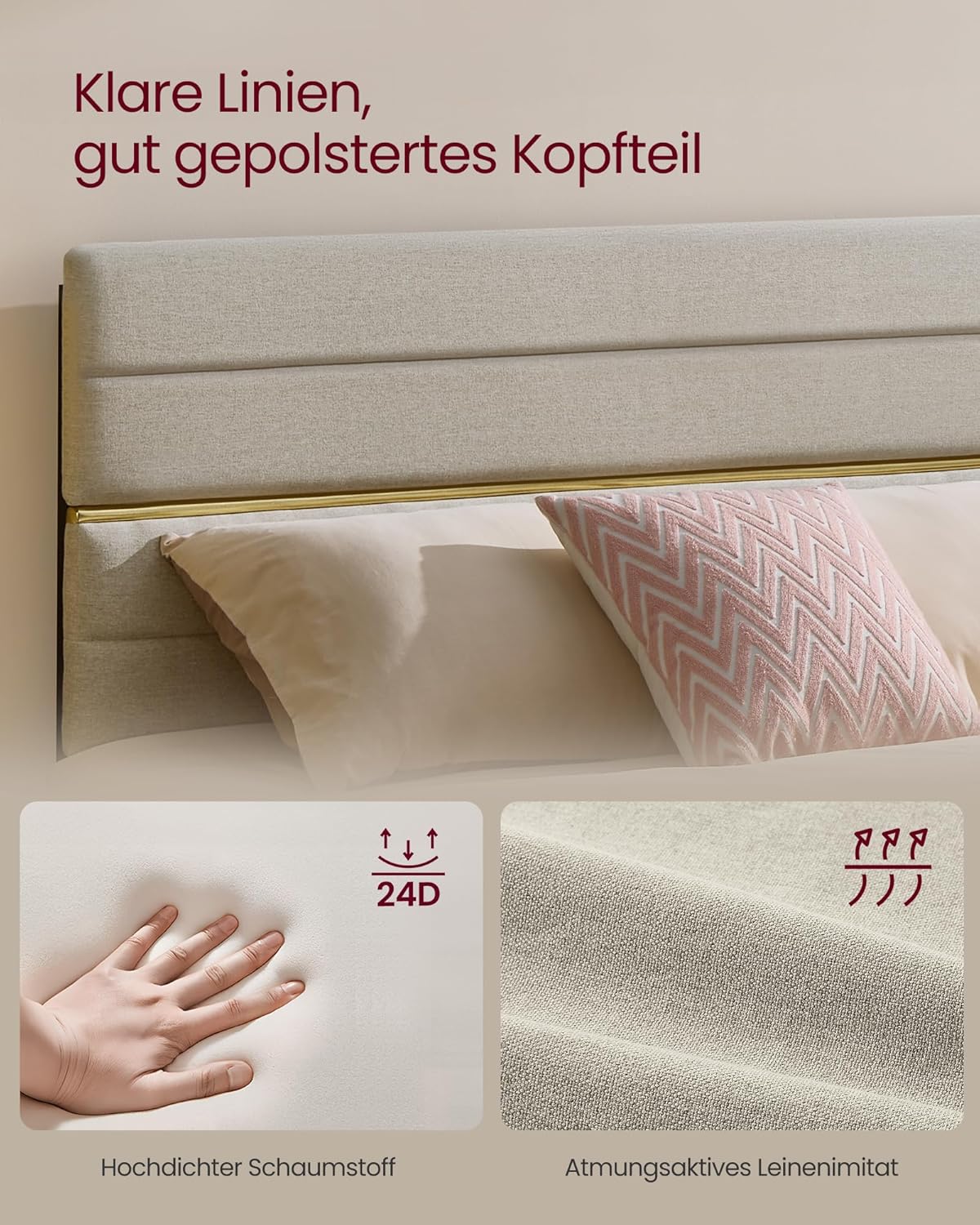 Gestoffeerd Bedframe – 160x200 cm – Verstelbaar Hoofdbord – Metalen En Massiefhouten Constructie – Modern Design - Image 4