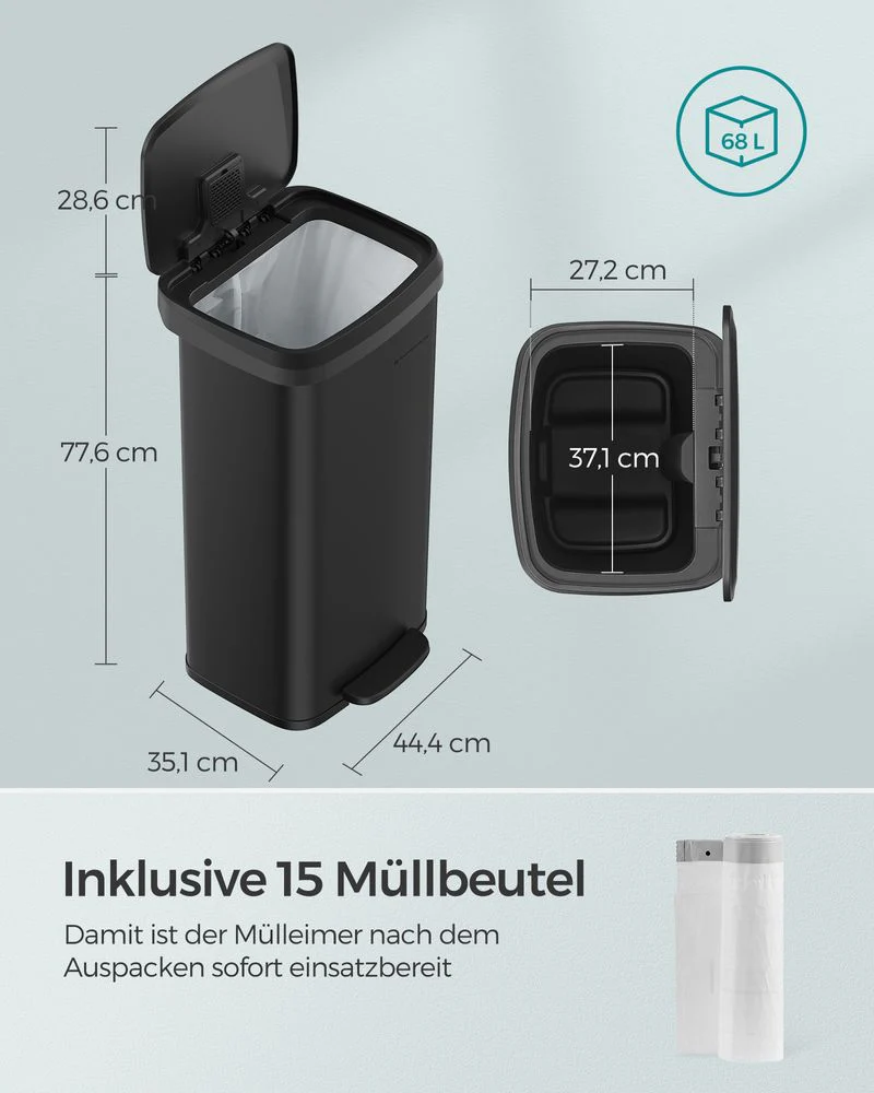Grote Prullenbak 68 Liter - Afvalbak - Pedaalemmer - Image 4