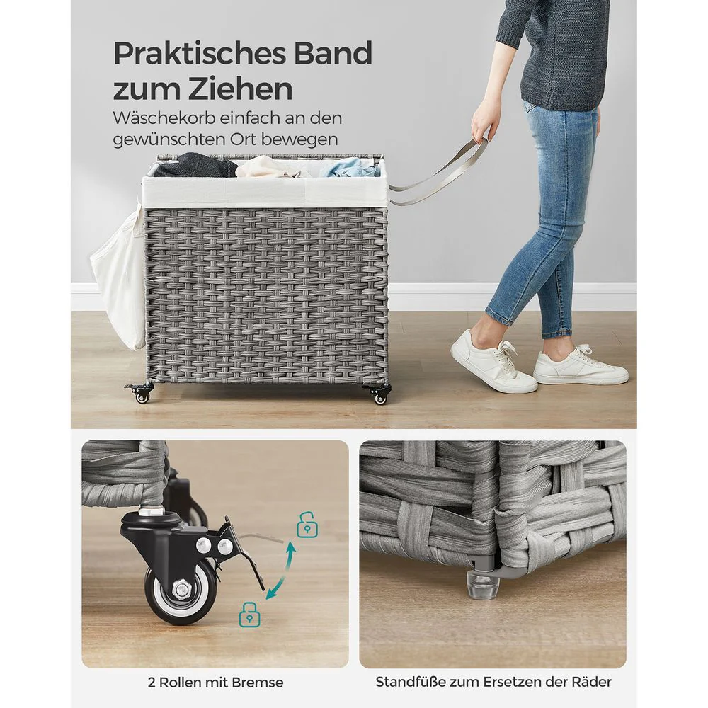 Handgevlochten wasmand - 140 of 160 liter opbergruimte - Image 4