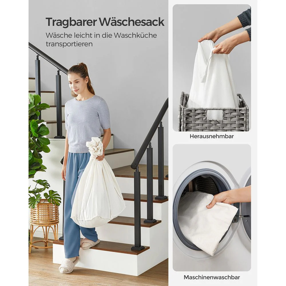Handgevlochten wasmand - 140 of 160 liter opbergruimte - Image 5