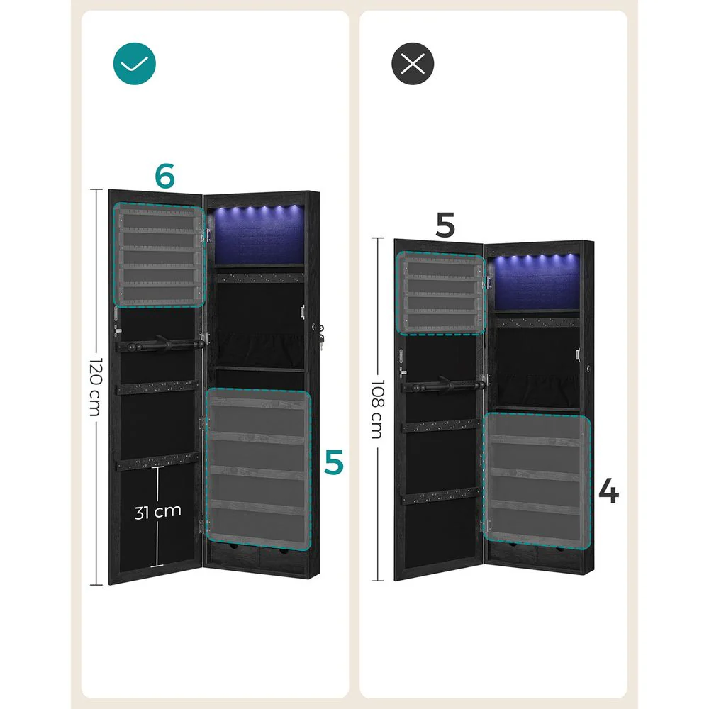 Hanggende Sieradenspiegelkast met Opbergruimte - Elegant & Functioneel - Image 10