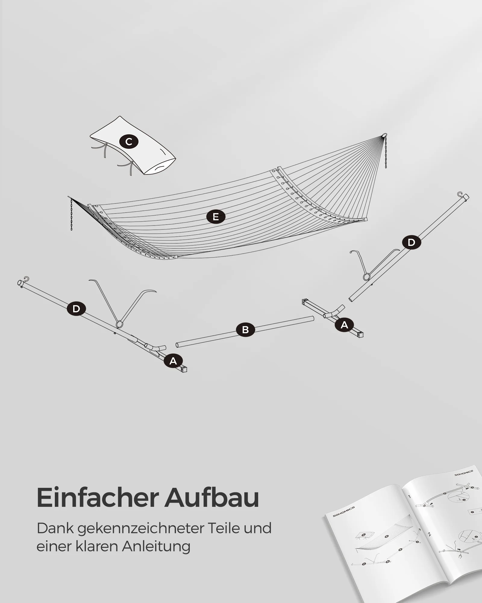 Hangmat – Metalen frame – Inclusief kussen – Draagvermogen tot 200 kg – Afmetingen frame 400 x 100 x 90 cm - Image 5