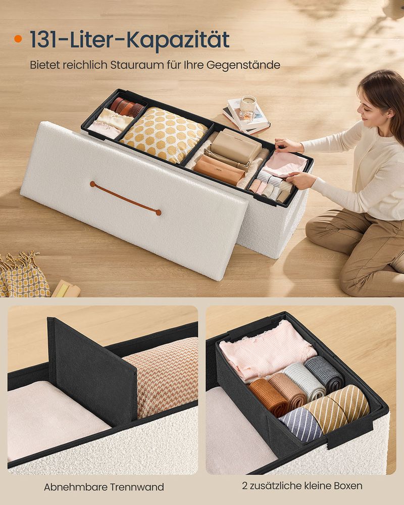 Stijlvolle Opvouwbare Opbergbank 131 Liter - Hocker met Opbergruimte - Image 7