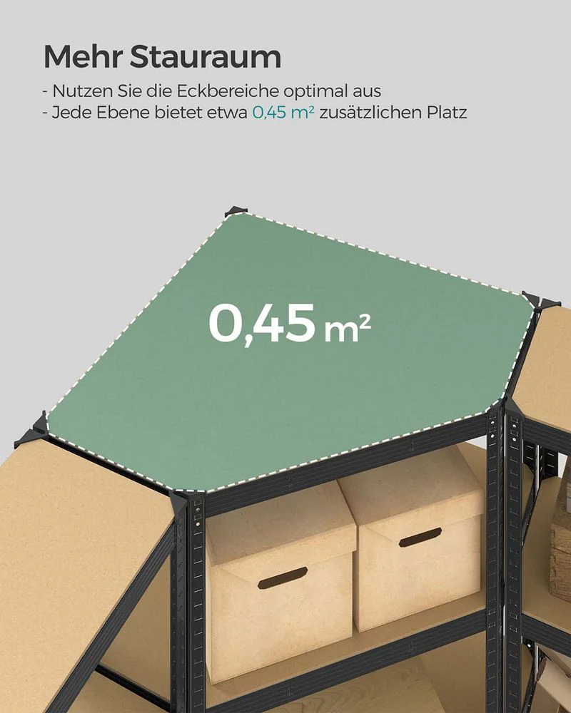 Hoekopbergrek Met Hoge Draagkracht – Modulair Stellingrek – Verstelbare Planken – Voor Garage, Kelder & Opslagruimte - Image 3
