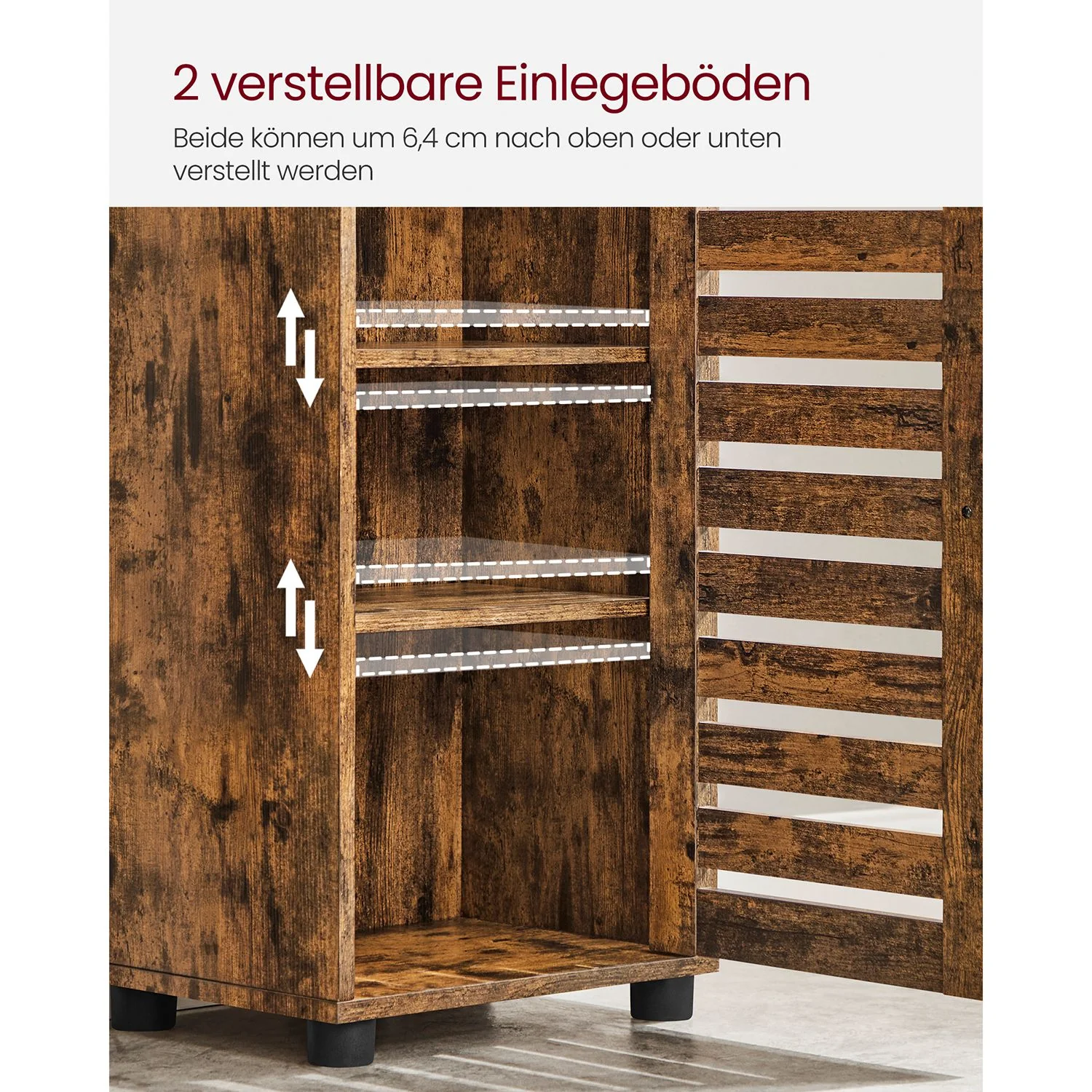 Hoge Opbergkast met Deur en Open Vakken – Industrieel Design – 167 cm Hoog – Rustiek Bruin - Image 4