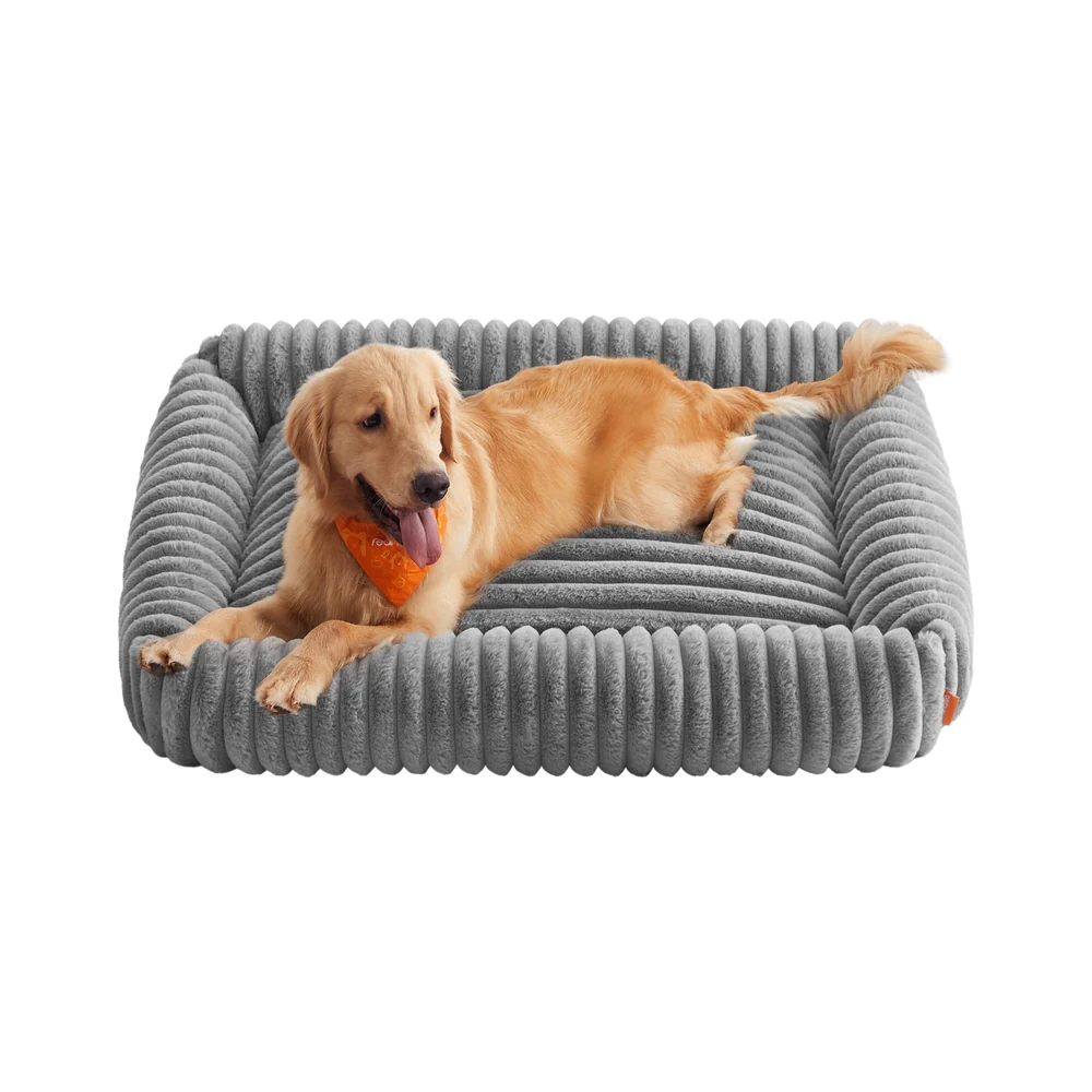 Hondenbed – Middelgroot orthopedisch – Wasbaar – Zachte geribbeld imitatiekonijnenbont – 71 x 55 x 18 cm – 1,7 kg - Image 8