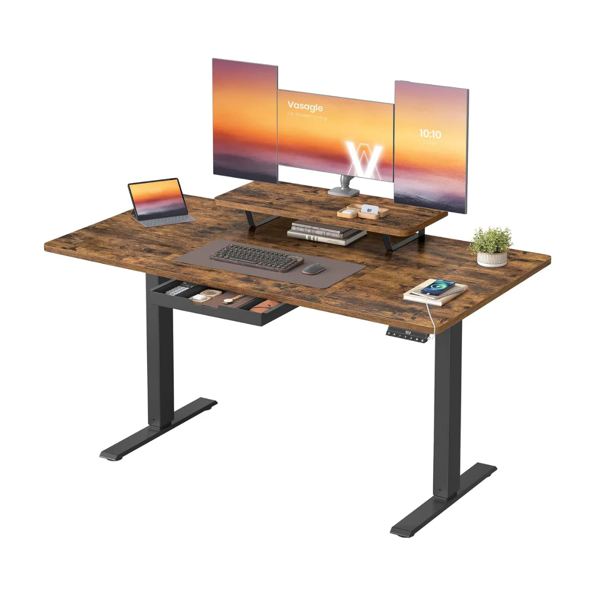 Elektrisch Verstelbaar Bureau - Met Monitorstandaard - 140 of 160 cm Tafelblad - USB-C & Geheugenfunctie - Image 2