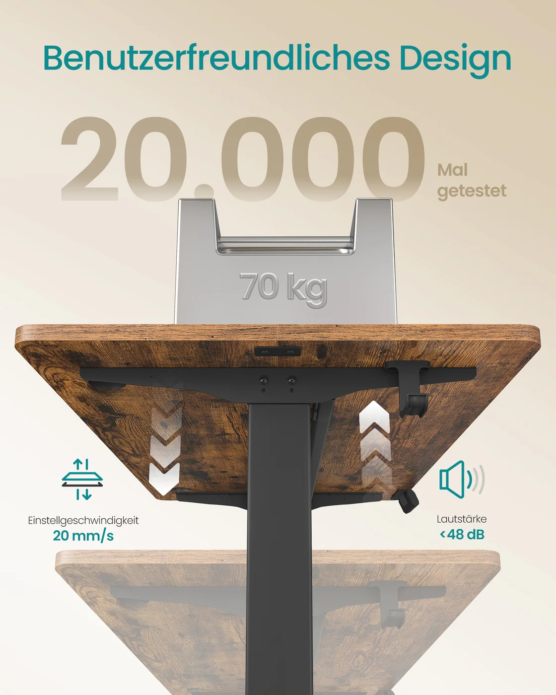 In hoogte verstelbaar bureau – Elektrisch – Geheugenfunctie voor 4 hoogtes – 100 x 60 x (72-120) cm - Image 6