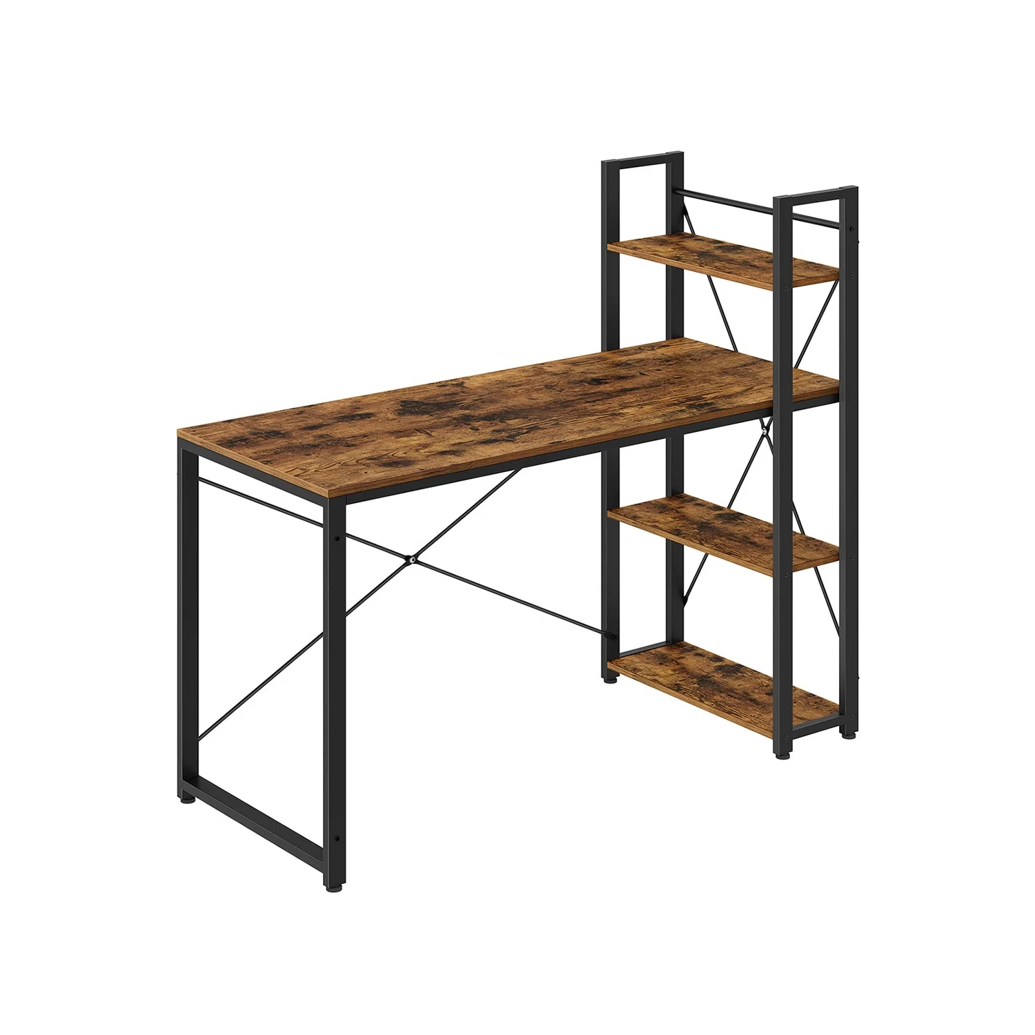 Industrieel Bureau met 3 Legplanken – 120 cm – Rechts of Links Monteerbaar – Verstelbare Voeten – Tot 50 kg Draagvermogen - Image 2
