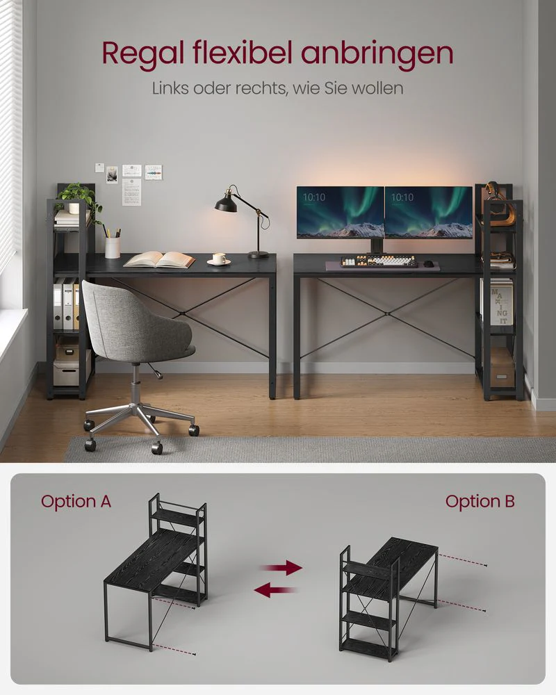 Industrieel Bureau met 3 Legplanken – 120 cm – Rechts of Links Monteerbaar – Verstelbare Voeten – Tot 50 kg Draagvermogen - Image 9