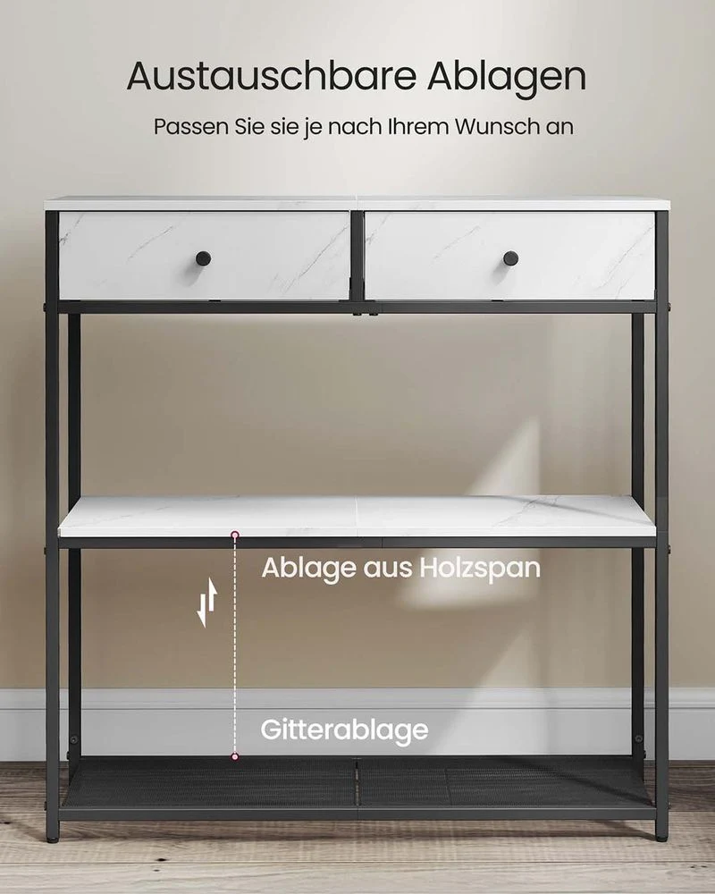 Industrieel dressoir met lades – Smalle haltafel – Schoenenrek en opbergvakken - Image 6