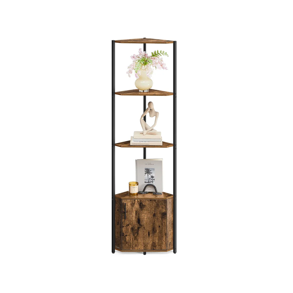 Industrieel Hoekrek Met Kast – 5 Lagen – Ruimtebesparend Opbergrek – Metaal En Hout - Image 2