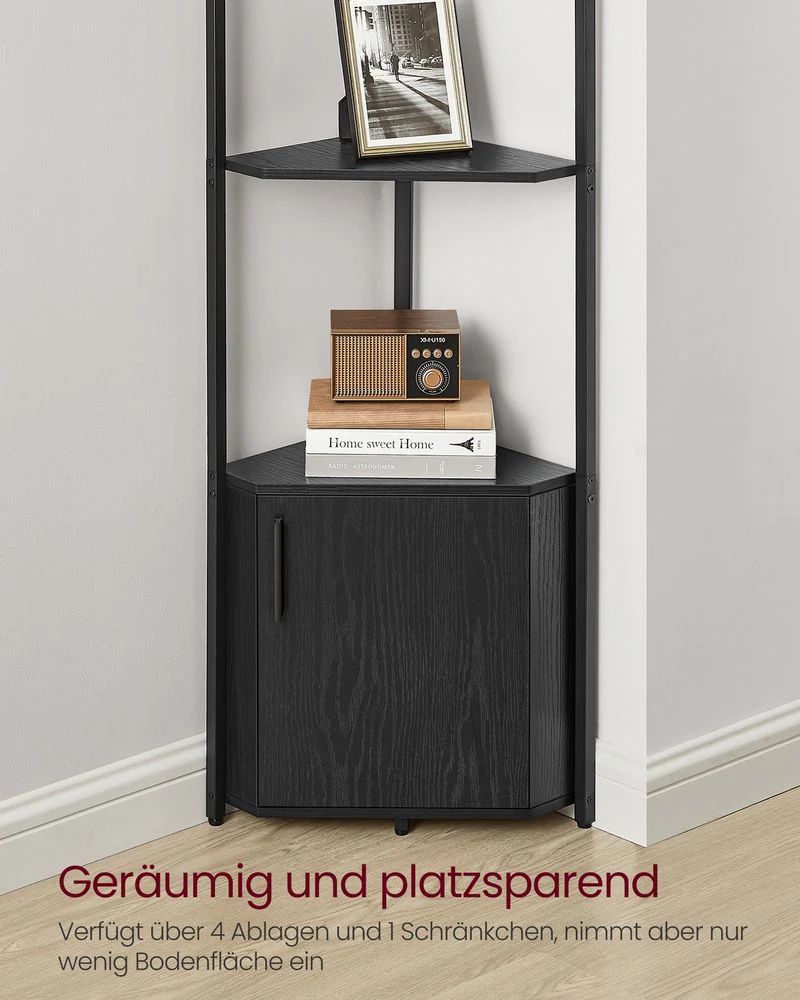 Industrieel Hoekrek Met Kast – 5 Lagen – Ruimtebesparend Opbergrek – Metaal En Hout - Image 4