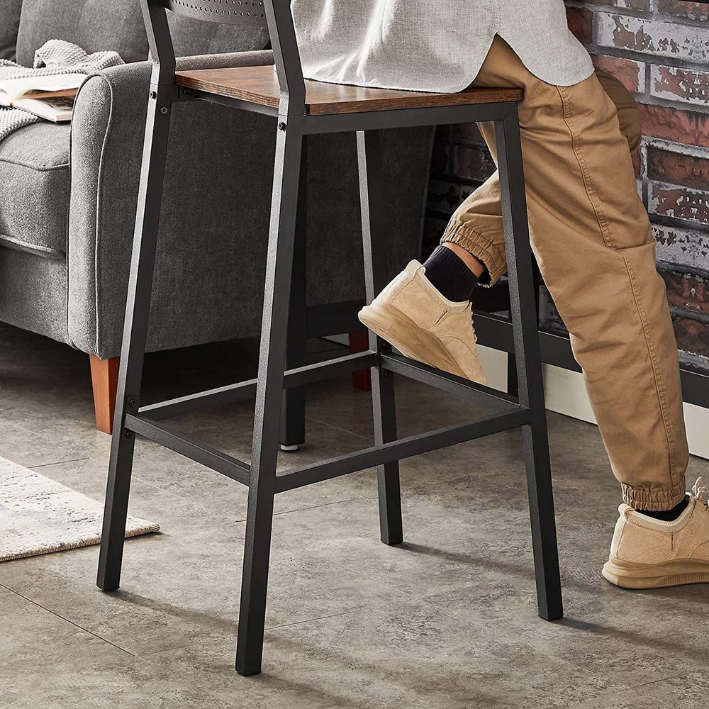 Industriële Barstoelen Set van 2 - Vintage Houtlook - Met Rugleuning - Image 7