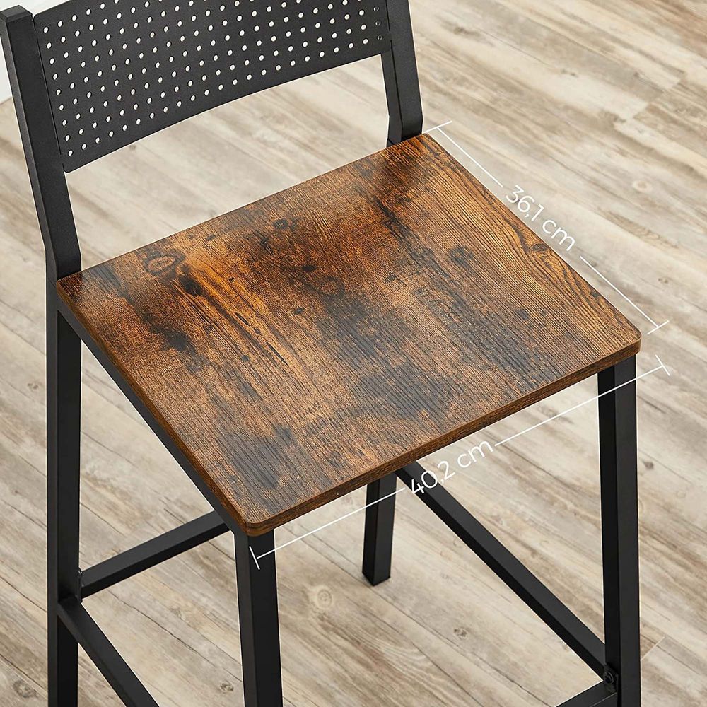 Industriële Barstoelen Set van 2 - Vintage Houtlook - Met Rugleuning - Image 8