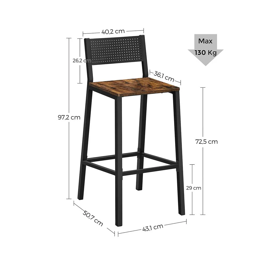 Industriële Barstoelen Set van 2 - Vintage Houtlook - Met Rugleuning - Image 9