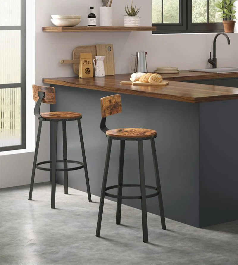 Industriële Barstoelen - Set van 2 - Vintage Houten Zitvlak - Image 6