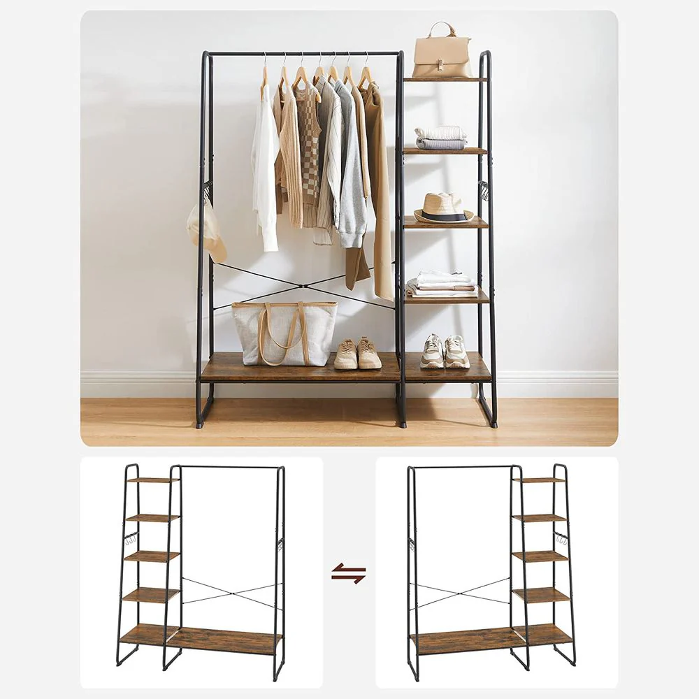 Industriële Garderobestandaard met Legplanken en S-Haken – Ruimtebesparende Kleding- en Schoenopslag – Veelzijdig en Stevig Ontwerp - Image 7