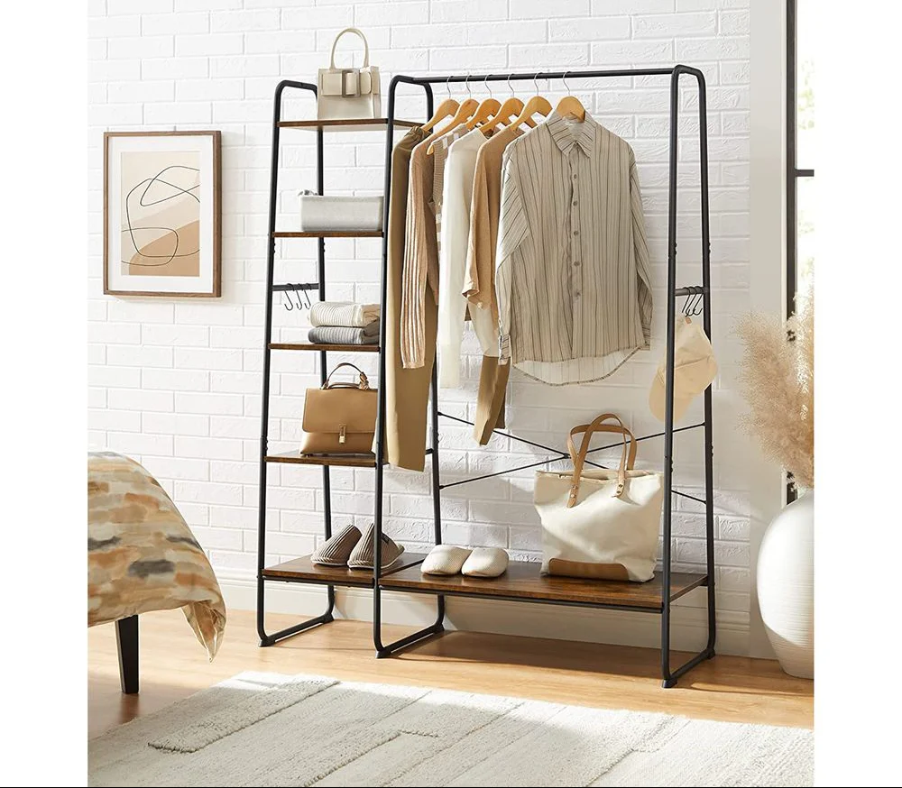 Industriële Garderobestandaard met Legplanken en S-Haken – Ruimtebesparende Kleding- en Schoenopslag – Veelzijdig en Stevig Ontwerp - Image 8