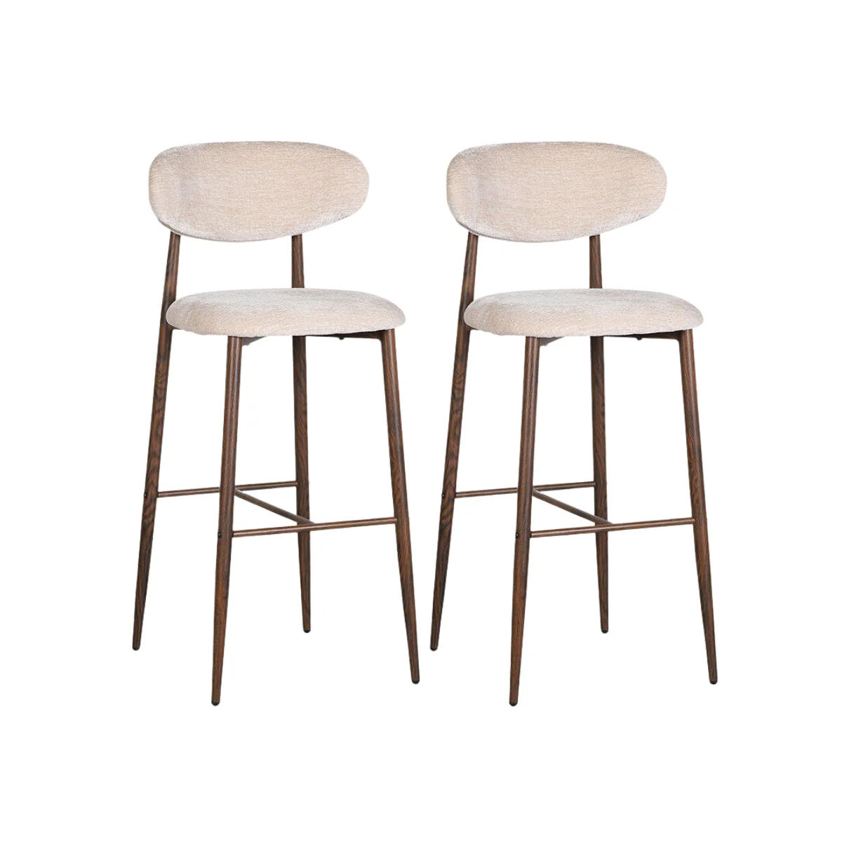 Japandi Barkruk - Set van 2 - Stijlvol & Comfortabel - Tan