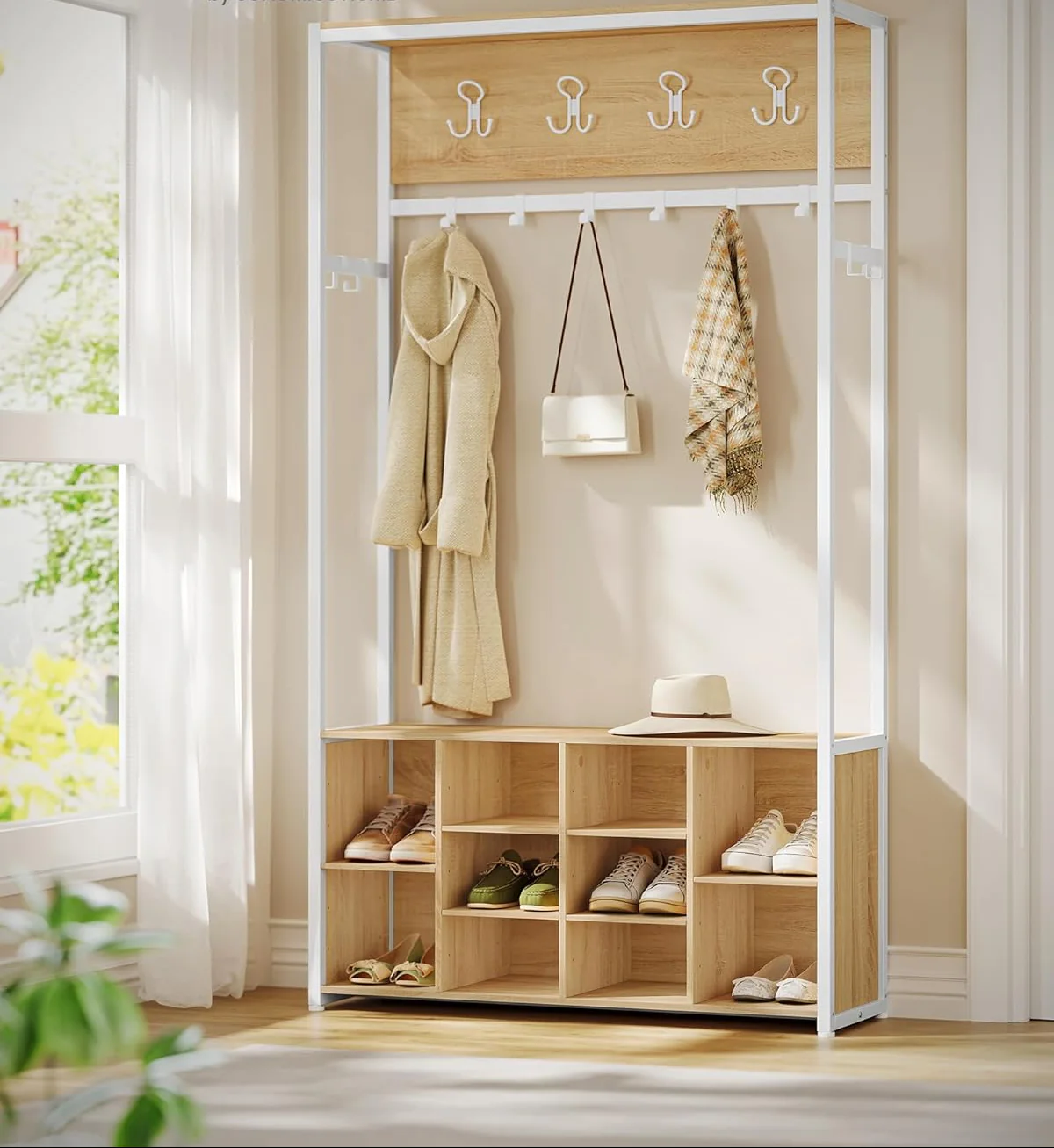 Industriële Kapstok met Bank en Schoenenrek – 4-in-1 Ontwerp - Image 4