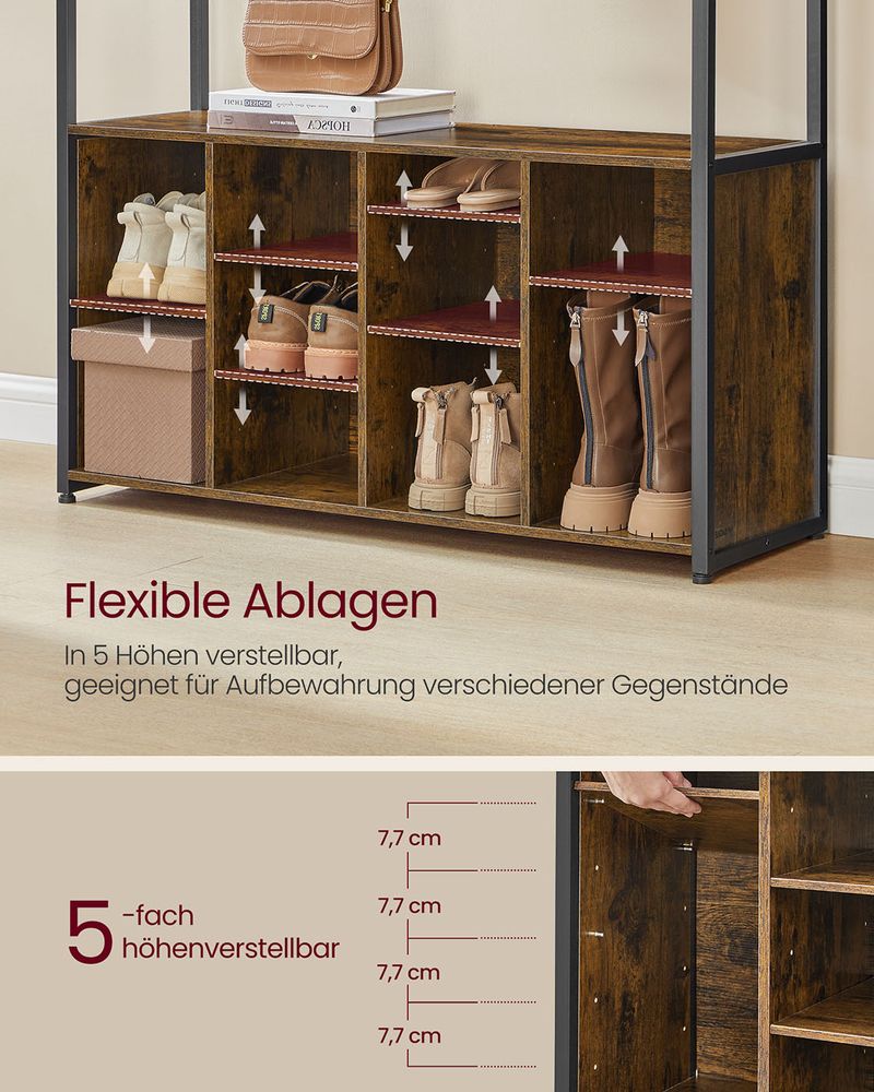 Industriële Kapstok met Bank en Schoenenrek – 4-in-1 Ontwerp - Image 6