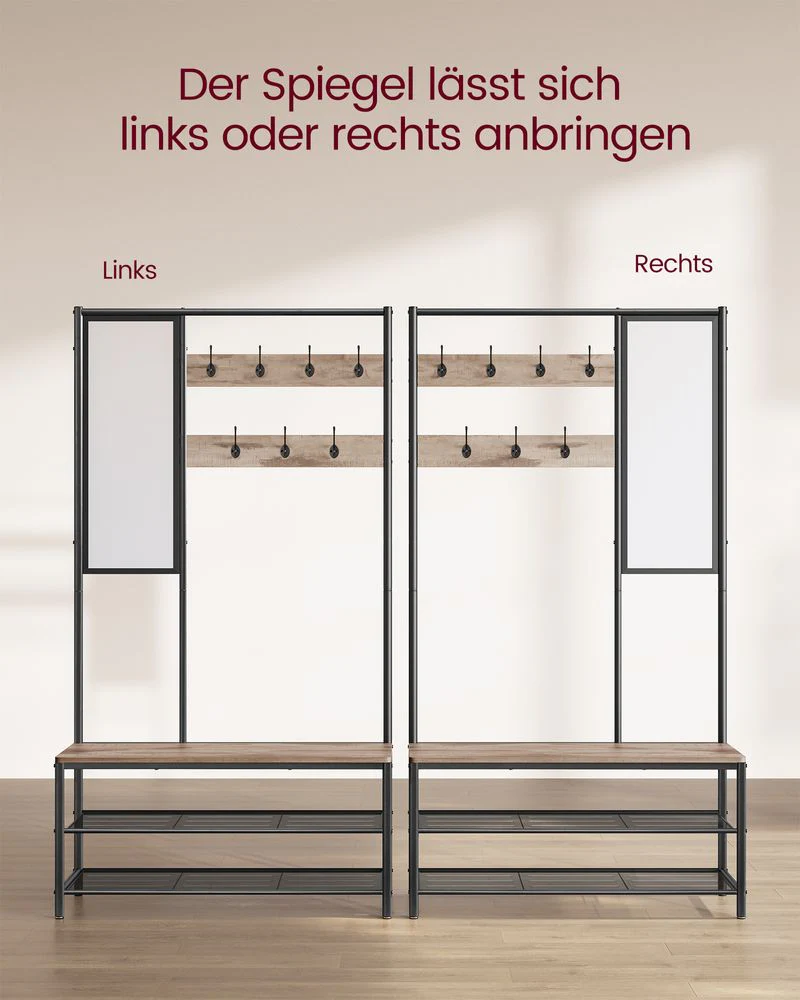 Kapstok met Schoenenrek en Spiegel – 4-in-1 Halmeubel - Image 6