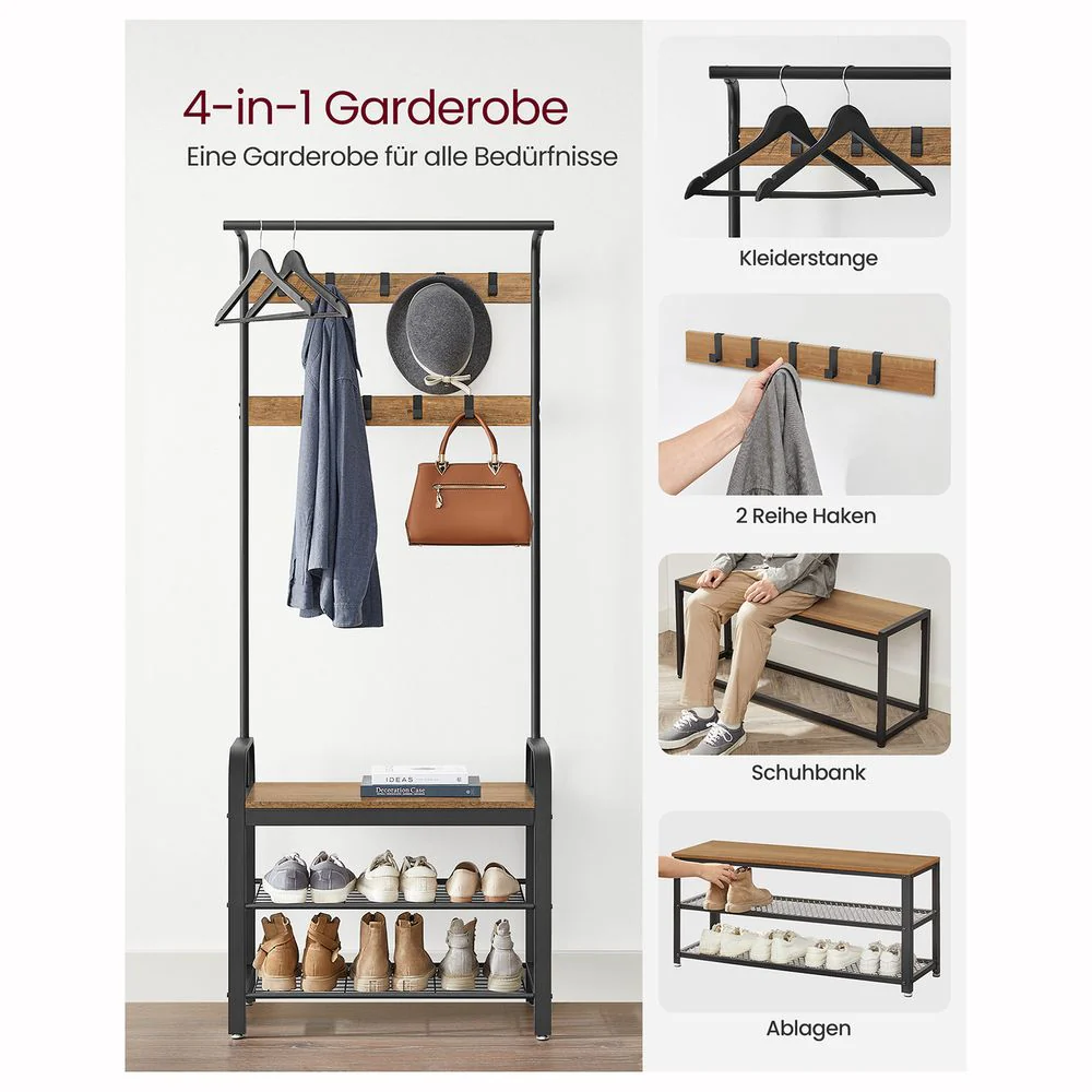 Kapstok met Schoenenrek – Industrieel Design – Hout & Metaal - Image 10