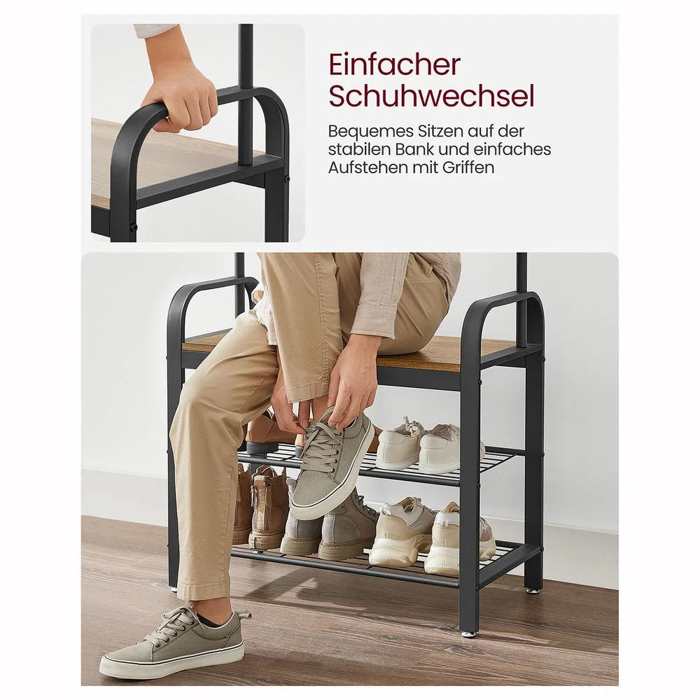 Kapstok met Schoenenrek – Industrieel Design – Hout & Metaal - Image 13