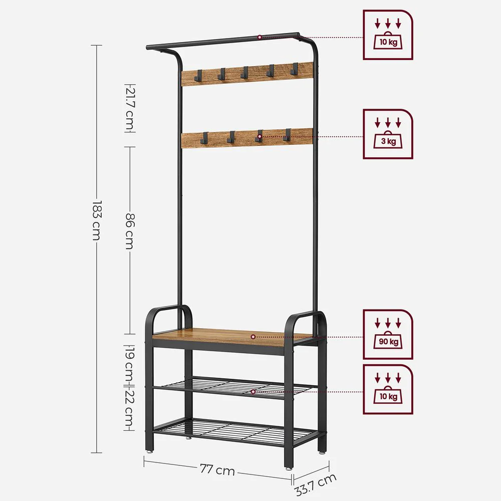 Kapstok met Schoenenrek – Industrieel Design – Hout & Metaal - Image 14