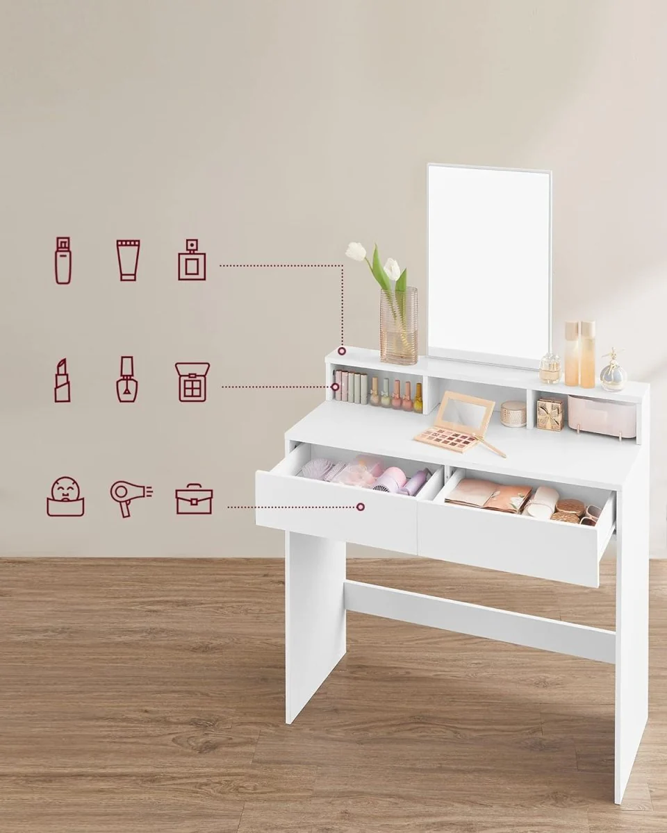 Kaptafel met Laden - Make-up Tafel - Wit - Image 4