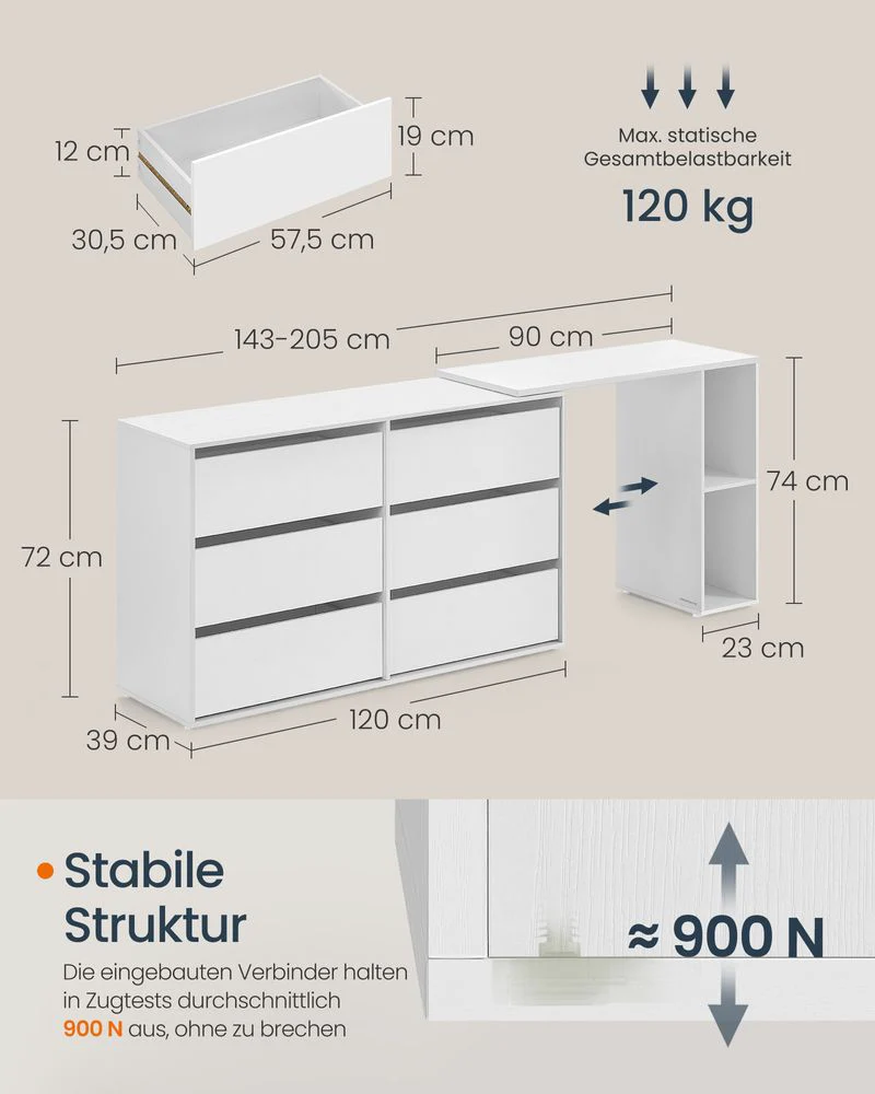 Kaptafel met 6 Laden - Verstelbare Kast - L-vorm - Image 4