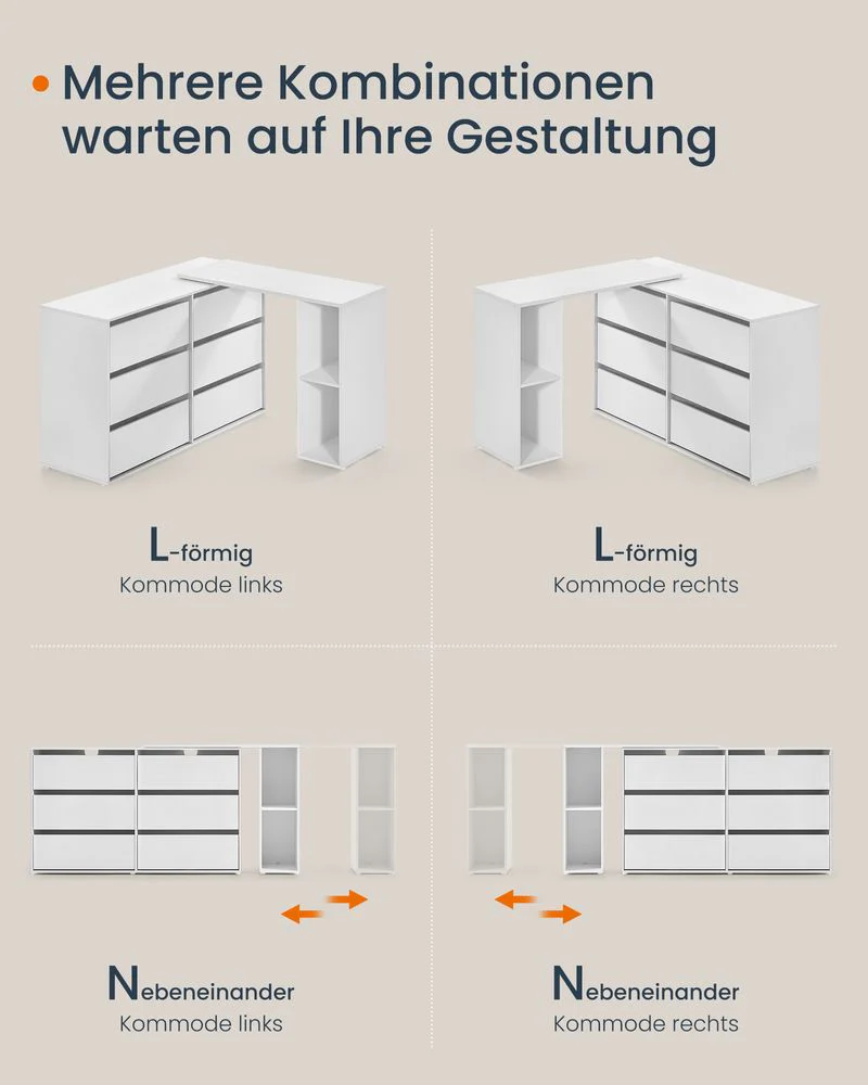 Kaptafel met 6 Laden - Verstelbare Kast - L-vorm - Image 5