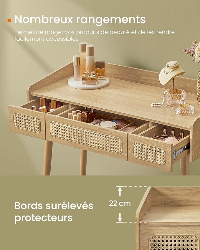 Kaptafel met Spiegel en Verlichting – Bohemian Design – 90 cm Breed – BOHO Collectie - Image 4