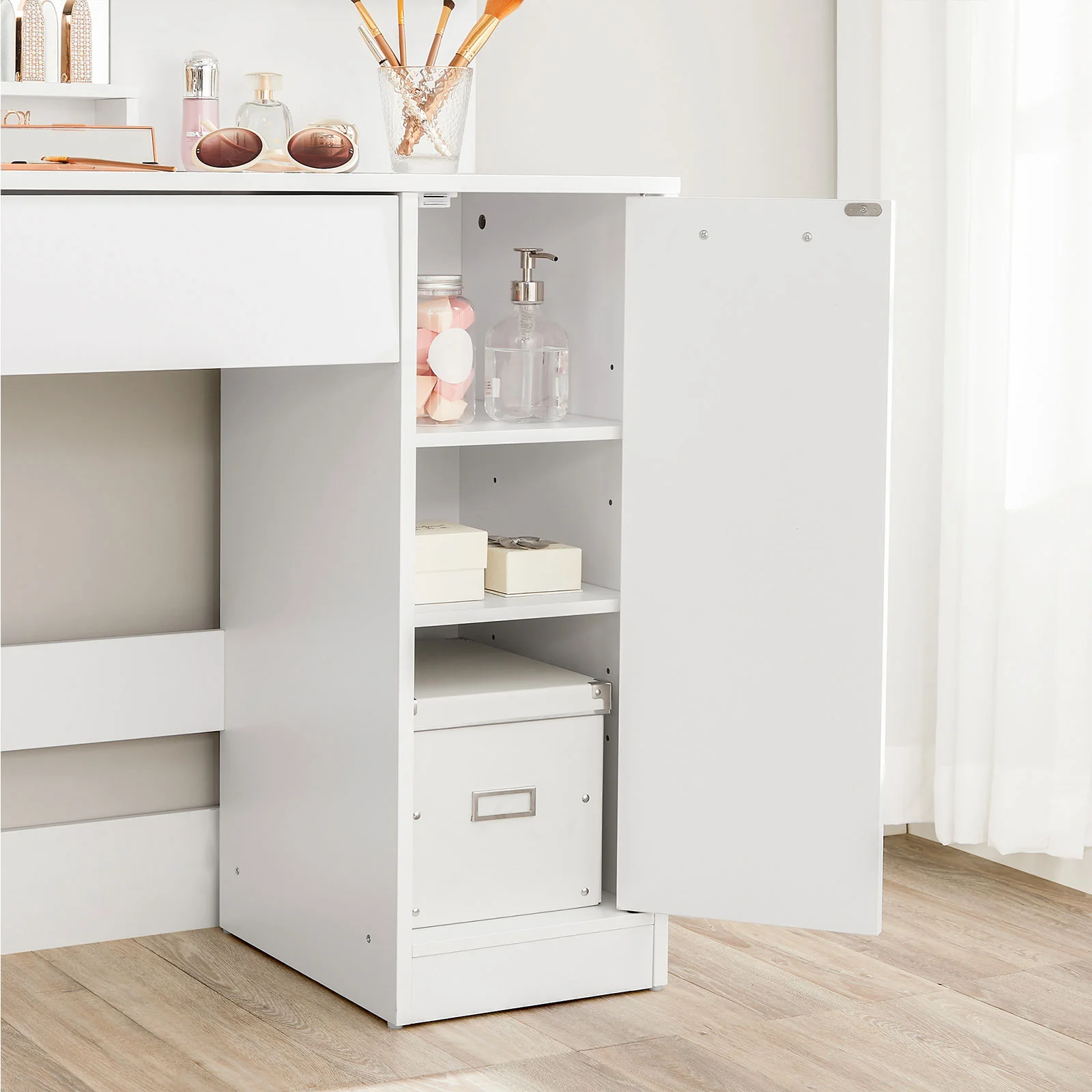 Kaptafel met Spiegel – Secret Beauty Garden – 80 x 40 x 132 cm – Opbergruimte & Elegant Design - Image 5