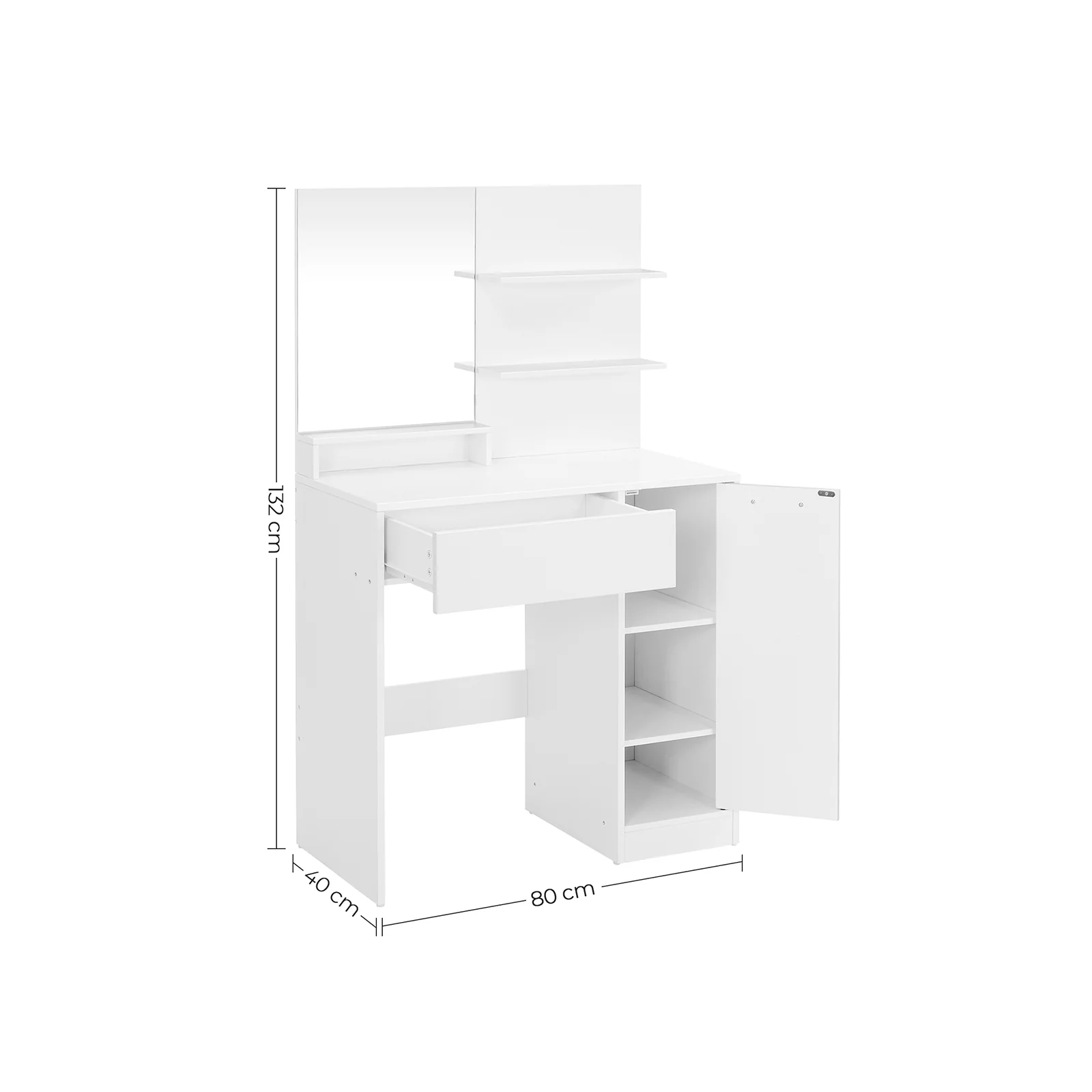 Kaptafel met Spiegel – Secret Beauty Garden – 80 x 40 x 132 cm – Opbergruimte & Elegant Design - Image 7