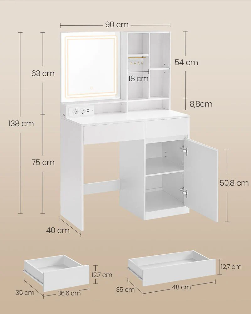 Moderne Kaptafel met Verlichting en Stopcontacten - USB-aansluiting - Image 6