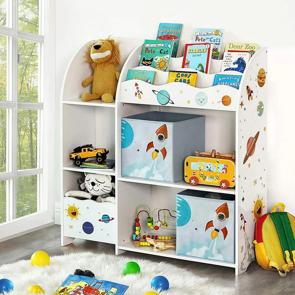 Kast voor Kinderkamer met 3 Planken en Stoffen Lades - Image 2