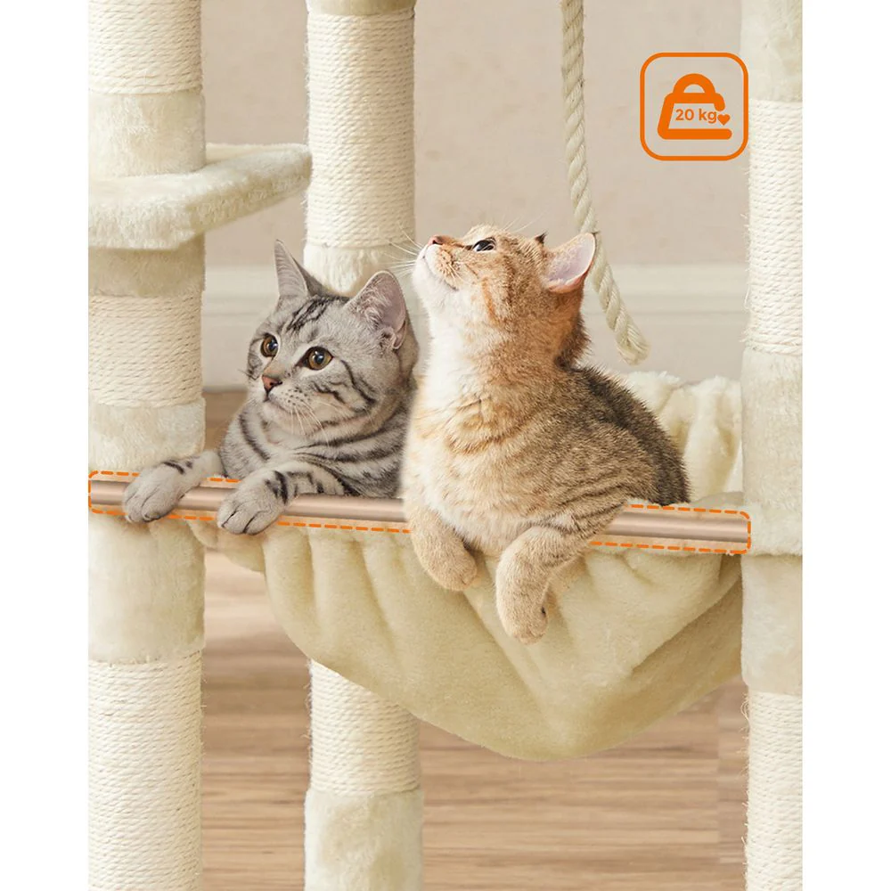 Kattenkrabpaal met Hangmat en Uitzichtplatforms – Comfortabele en Stabiele Krabtoren voor 1 tot 2 Katten - Image 6