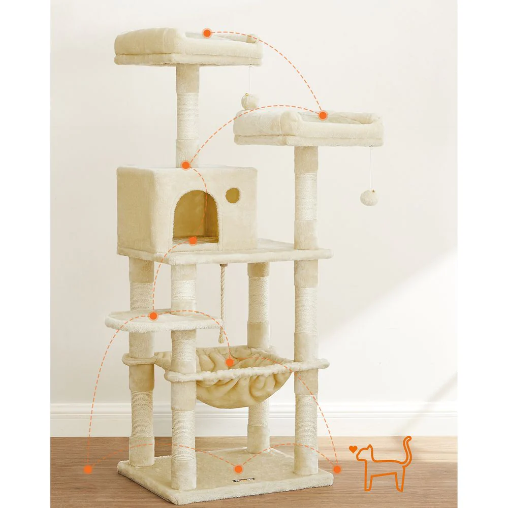 Kattenkrabpaal met Hangmat en Uitzichtplatforms – Comfortabele en Stabiele Krabtoren voor 1 tot 2 Katten - Image 8