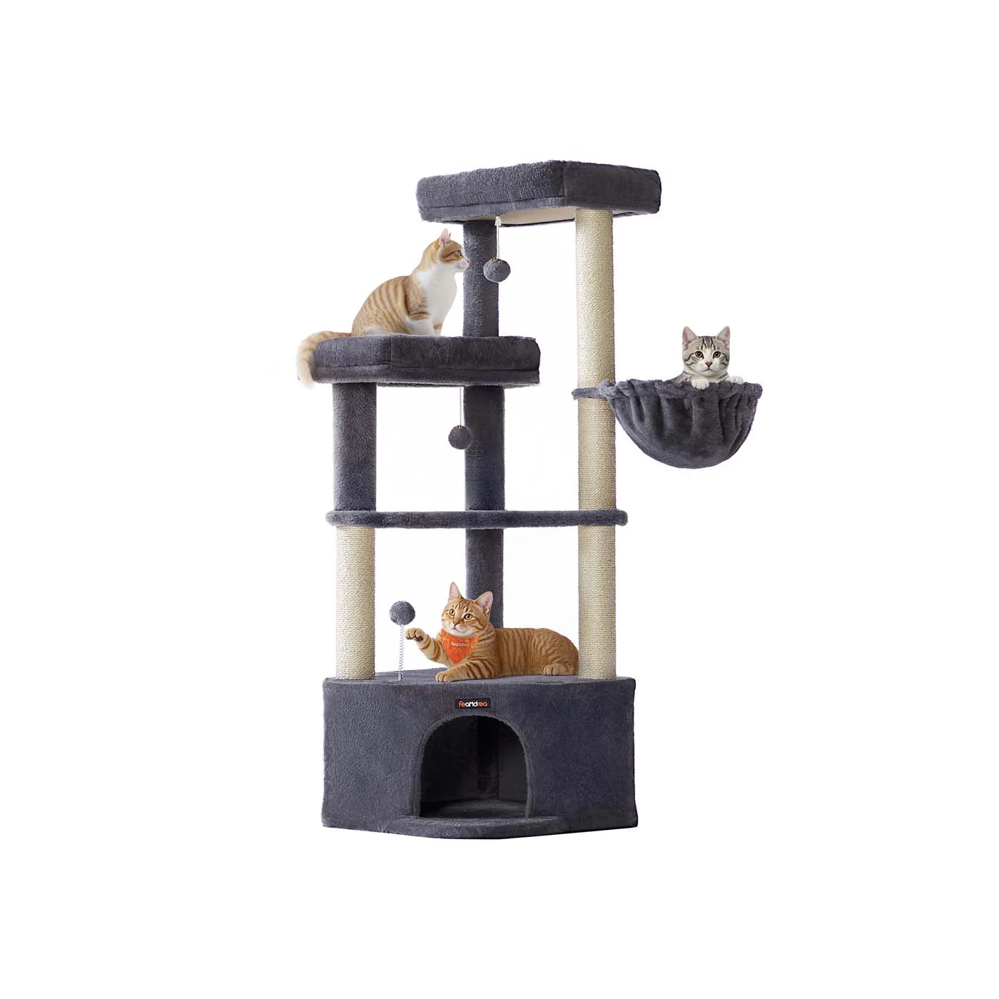 Kattenkrabpaal – Met Mand, Hol en Speelballen – 140 cm Hoog - Image 2
