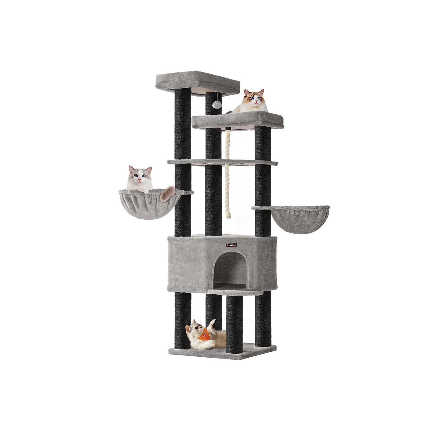 Kattenkrabpaal – XXL Krabmeubel met 13 Krabpalen – 187 cm Hoog - Image 2