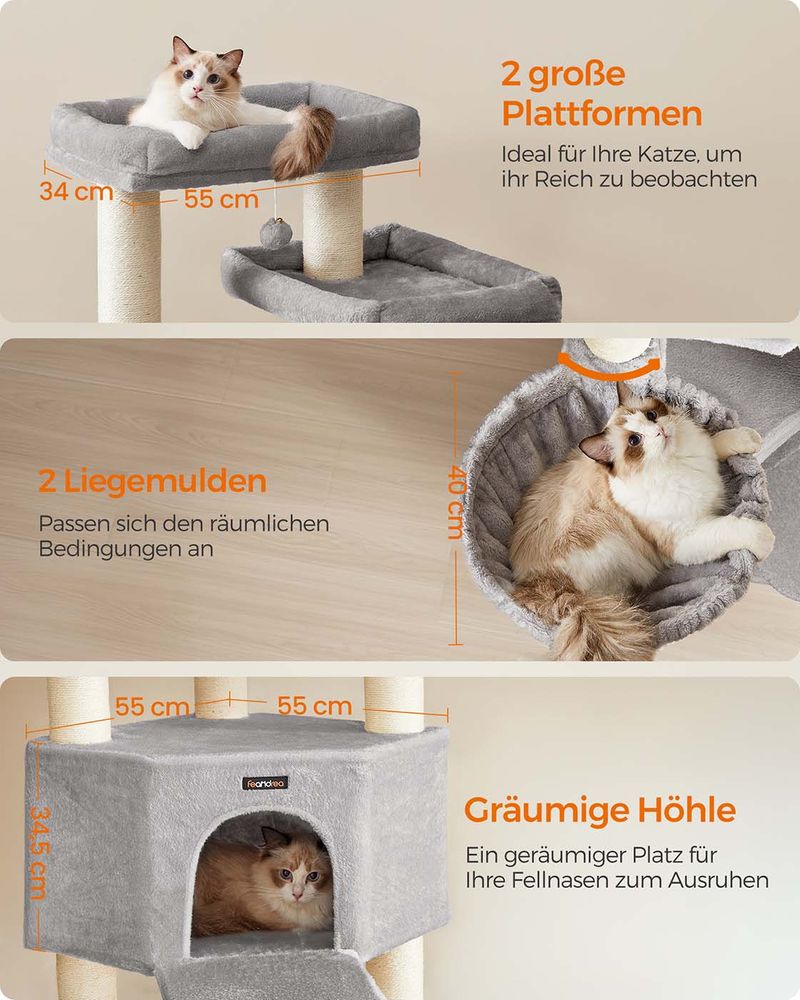 Kattenkrabpaal – XXL Krabmeubel met 13 Krabpalen – 187 cm Hoog - Image 5