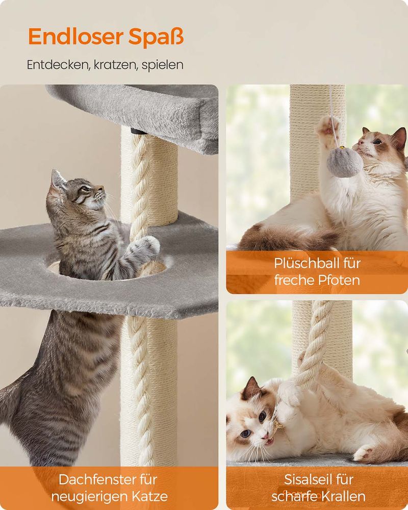 Kattenkrabpaal – XXL Krabmeubel met 13 Krabpalen – 187 cm Hoog - Image 7