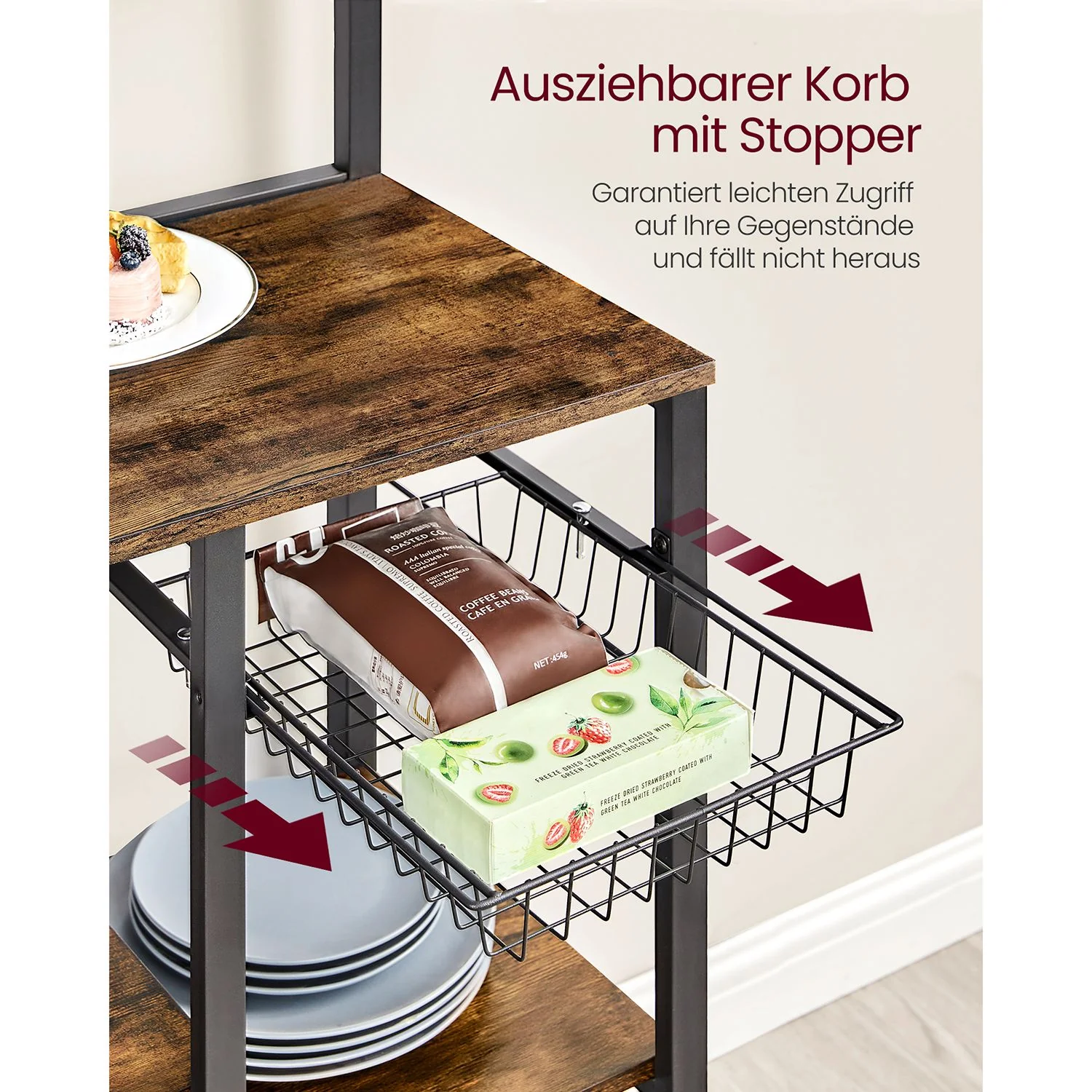 Keukenkast – Vrijstaande Keukenplank met Magnetische Messenhouder en Draadmand – 12 Haken - Image 7