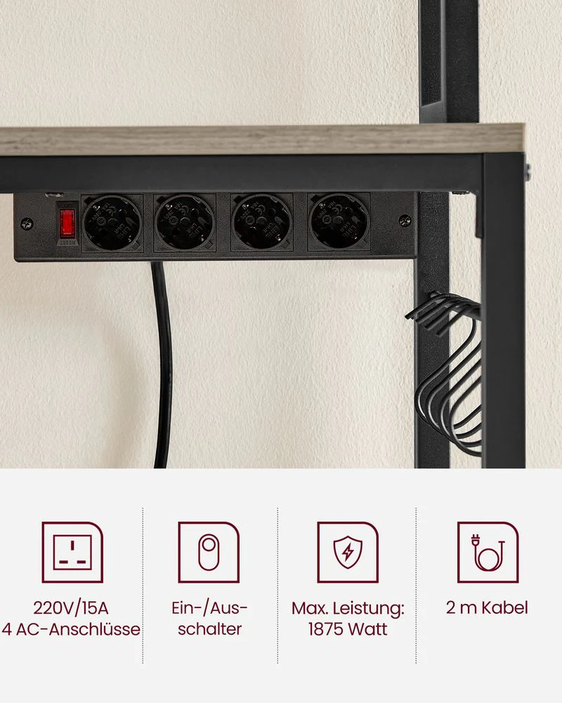 Keukenrek met Stopcontacten – 5 Verstelbare Planken – 80 of 100 cm Breed – Inclusief Haken - Image 9