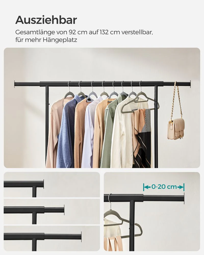 Kledingrek op Wielen – Uitschuifbaar – Verchroomd Metaal – 90 kg Draagvermogen - Image 6