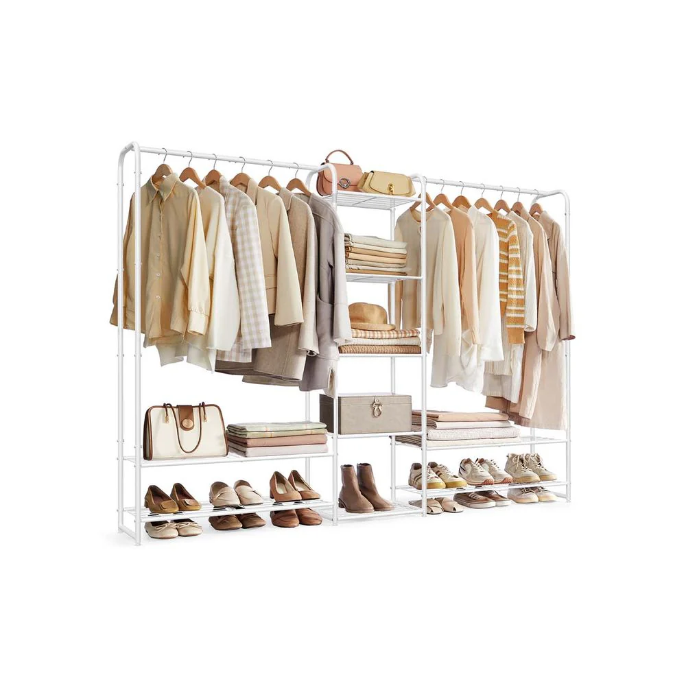 Kledingrek Zwart Metaal – Open Garderoberek – Met Legplanken en Verstelbare Voeten – 73 cm Breed – Tot 48 kg Draagvermogen - Image 5